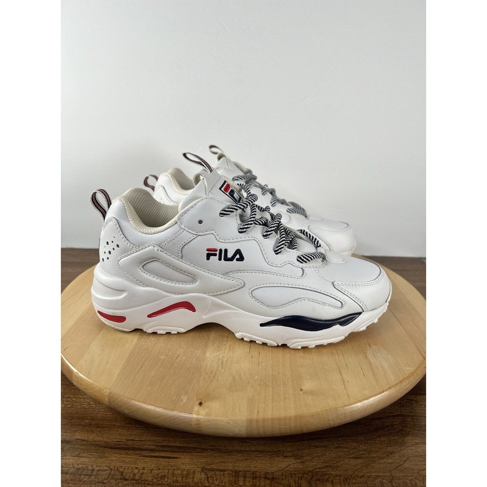 Fila White Athletic Sneakers with Red and Navy Accents